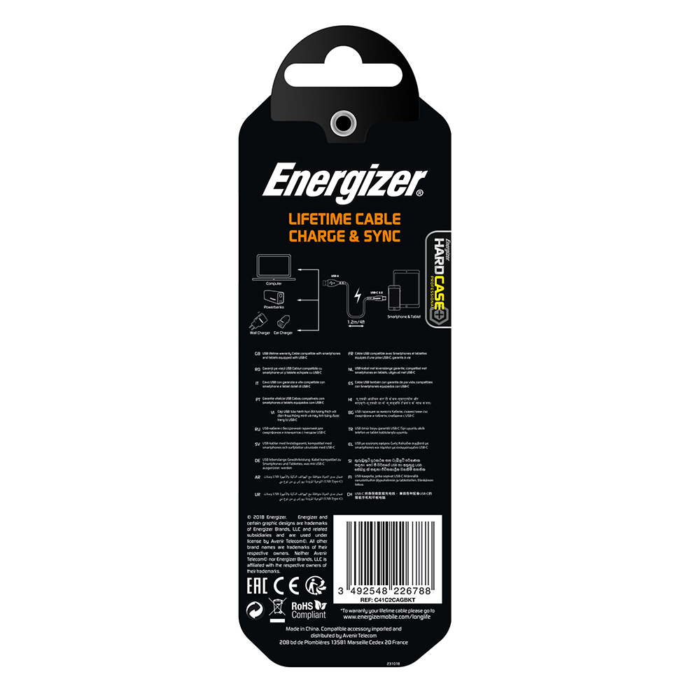 Energizer Hardcase Kabel typ-C 1,2m czarny Lifetime Tinbox / 8