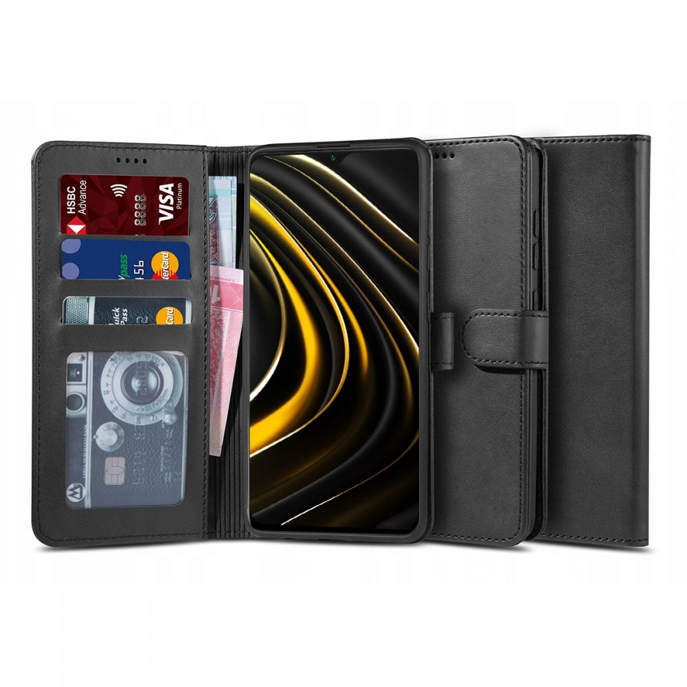 etui z klapk Tech-protect Wallet Czarne czarne Xiaomi POCO M3