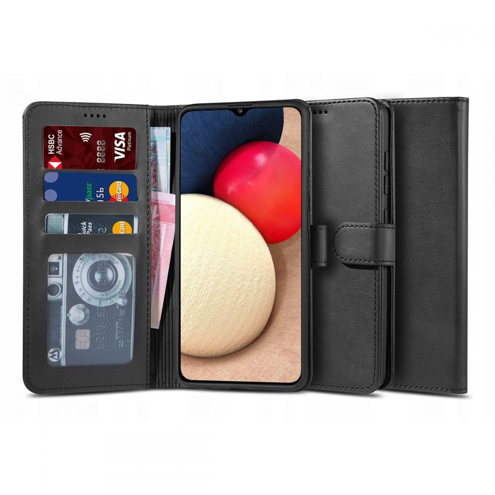 etui z klapk Tech-protect Wallet czarne Samsung A02S