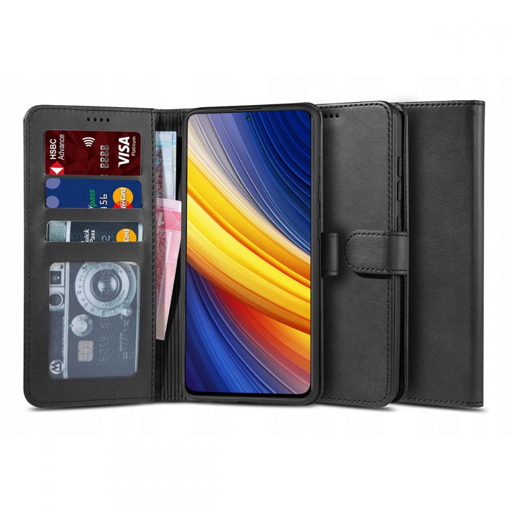 etui z klapk Tech-protect Wallet Czarne Xiaomi POCO X3 NFC