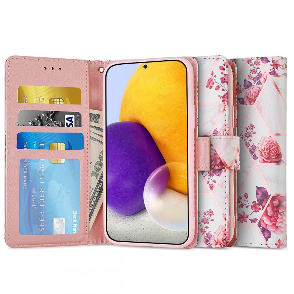 etui z klapk Tech-protect Wallet Floral rose Samsung A72