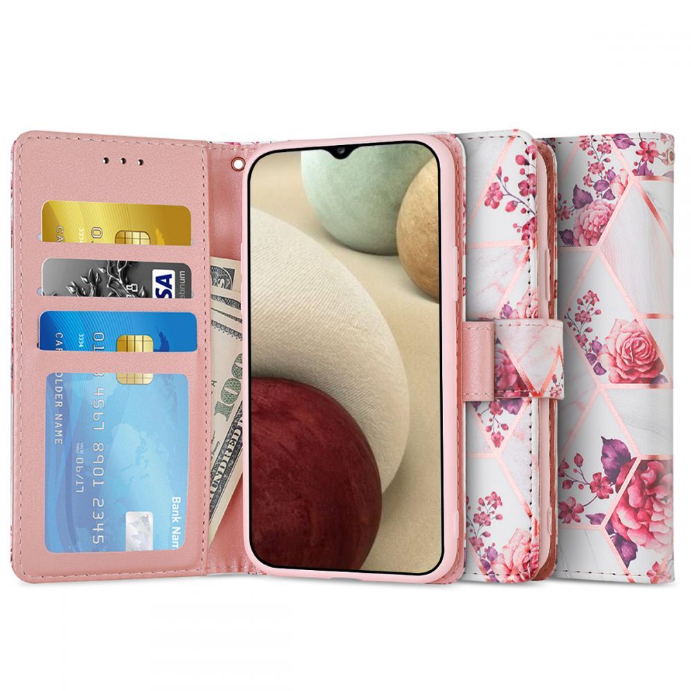 etui z klapk Tech-protect Wallet Floral rose Samsung Galaxy M12