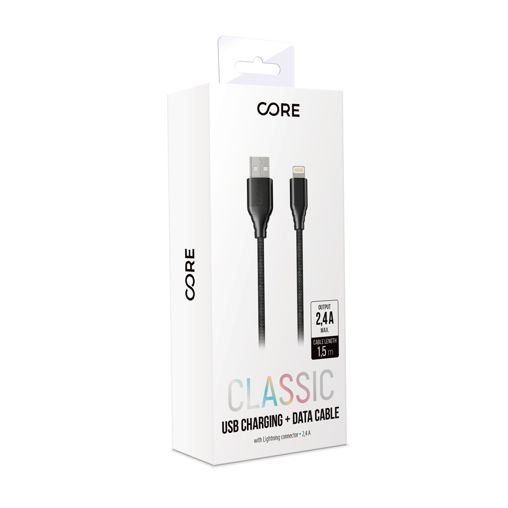 Forever Core kabel Classic USB - Lightning 1,5 m 2,4A czarny / 2