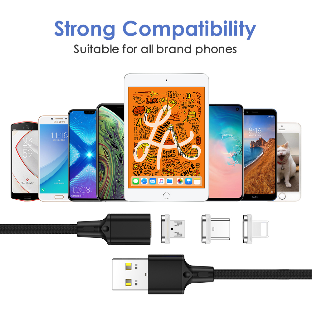 Forever Core kabel magnetyczny 3w1 USB - Lightning + USB-C + microUSB 1,0 m czarny 20W z przesyem danych / 7