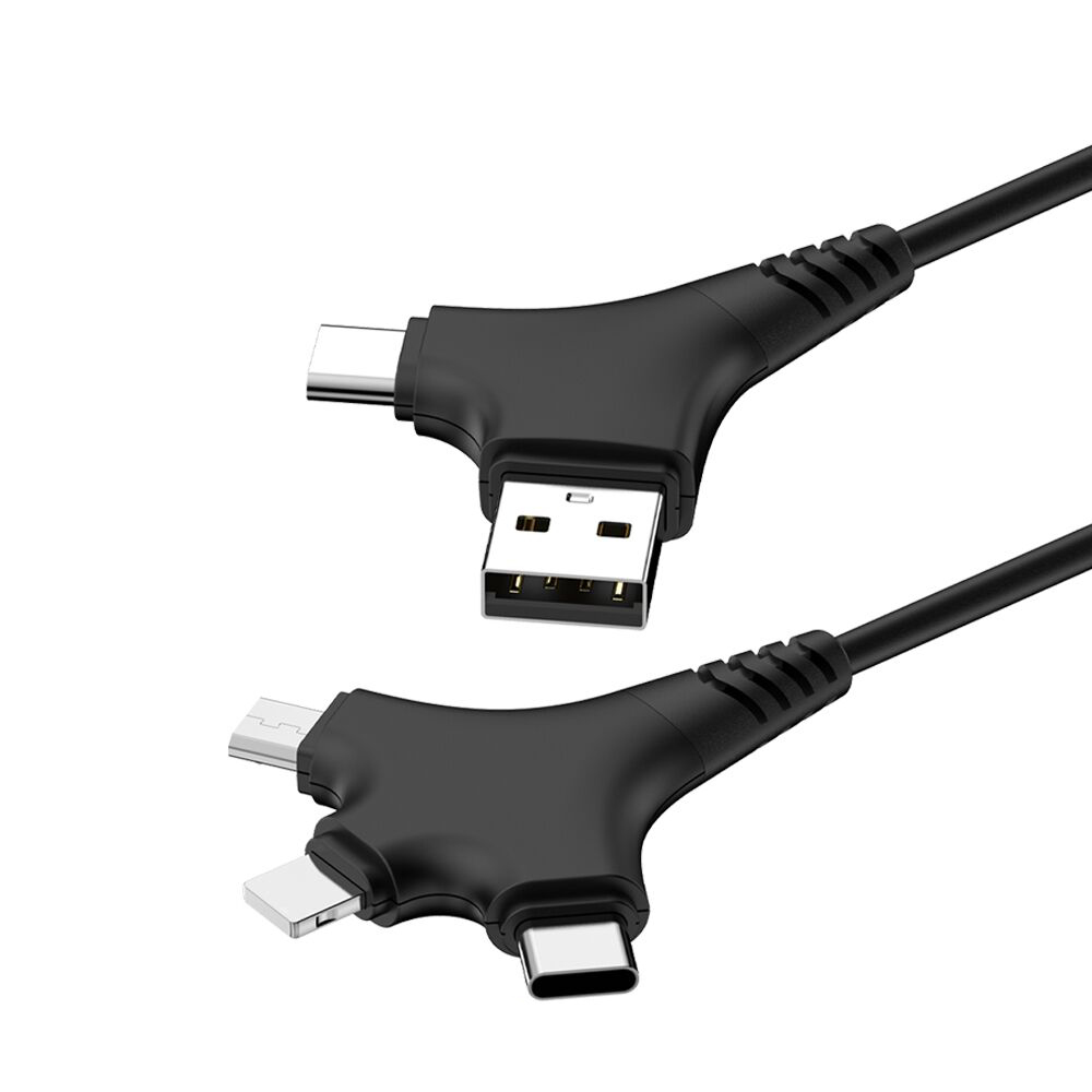 Forever kabel ALLin1 USB + USB-C - Lightning + USB-C + microUSB 1 m 2,4A czarny / 2