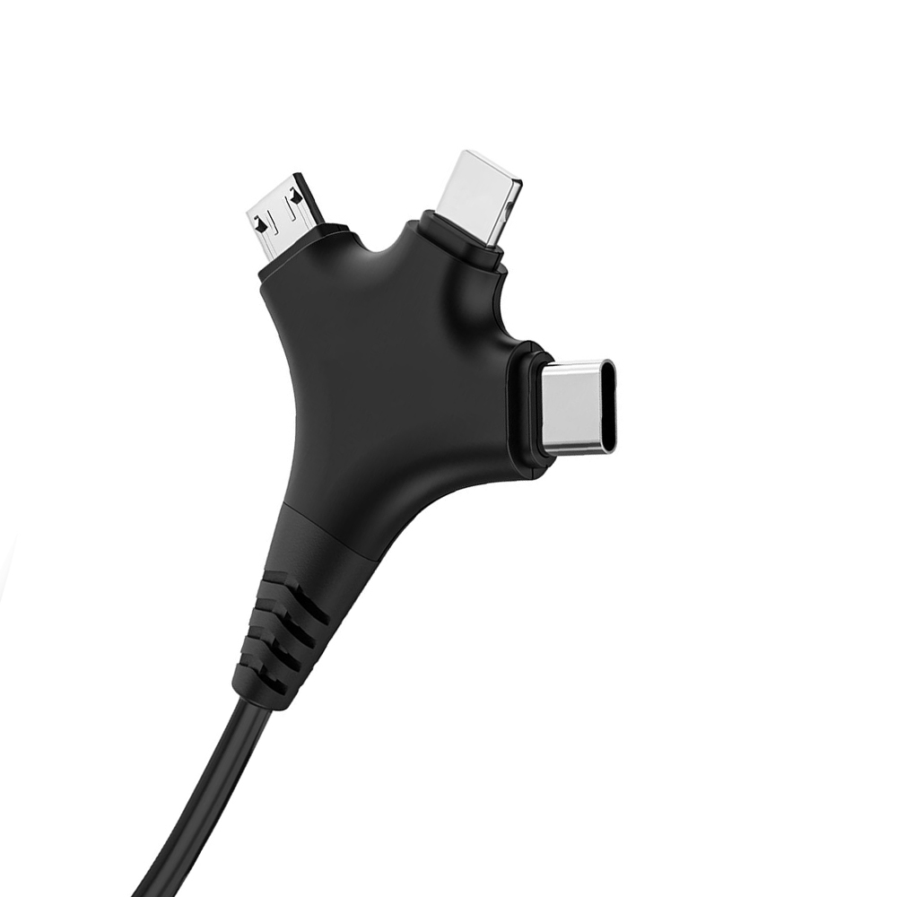 Forever kabel ALLin1 USB + USB-C - Lightning + USB-C + microUSB 1 m 2,4A czarny / 3