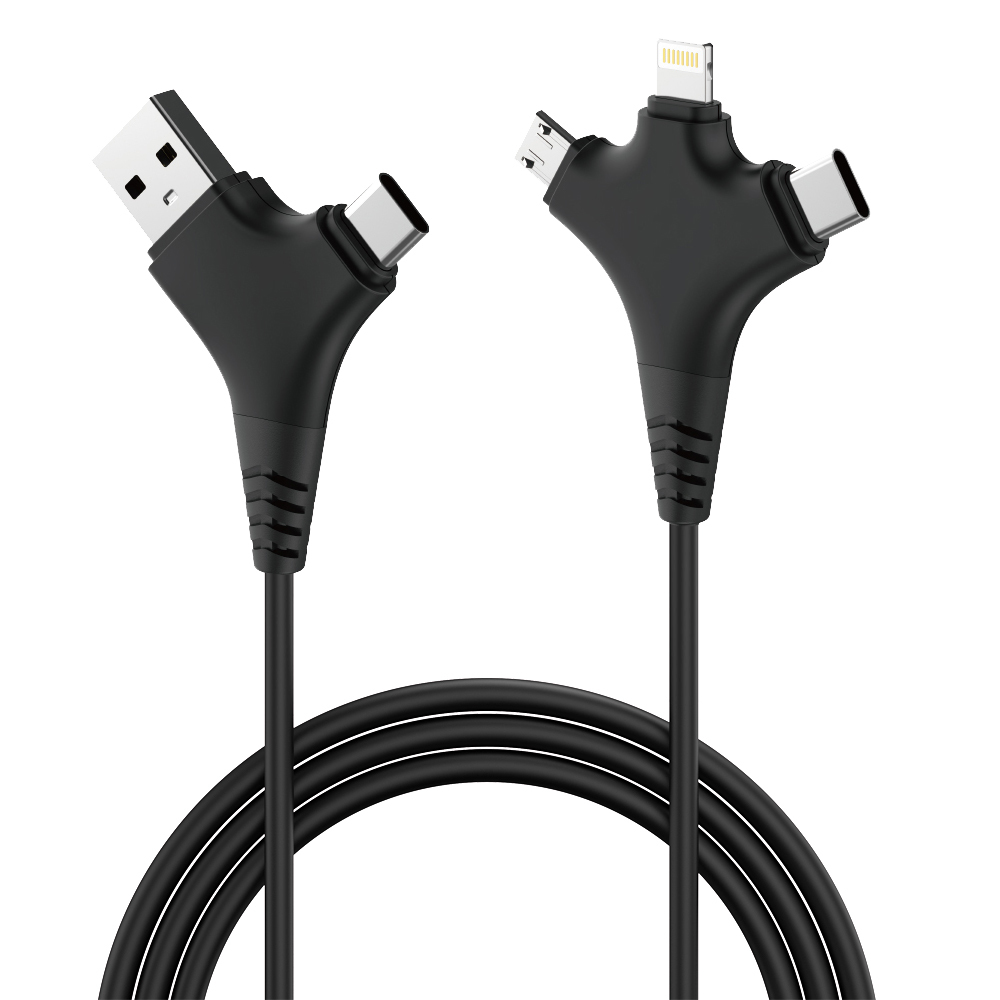 Forever kabel ALLin1 USB + USB-C - Lightning + USB-C + microUSB 1 m 2,4A czarny / 4