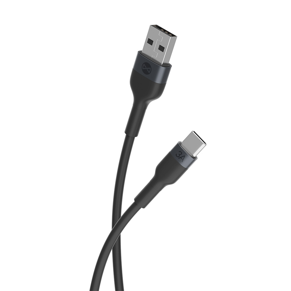 Kabel USB A - USB-C do szybkiego adowania telefonu 3A 1 metr elastyczny wytrzymay 100cm Forever czarny Samsung Galaxy S9 Plus / 4