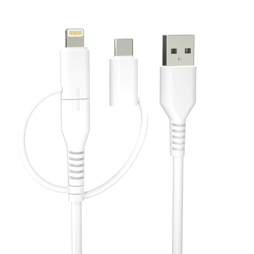 Forever kabel recycling 3w1 1,5m 2,4A USB-A - USB-C +microUSB+ Lightning KR3W1-00 biay