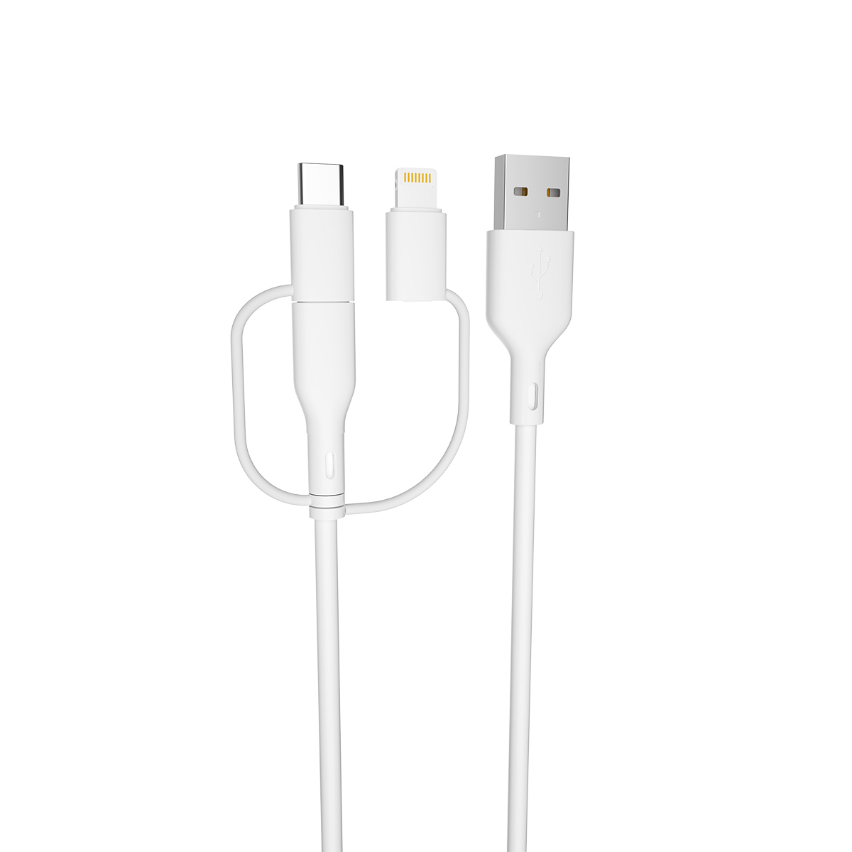 Forever kabel recycling 3w1 1,5m 2,4A USB-A - USB-C +microUSB+ Lightning KR3W1-00 biay / 2