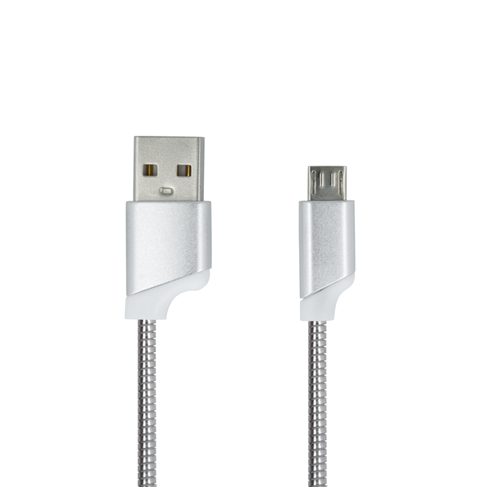 Forever kabel USB - microUSB srebrny metalowy