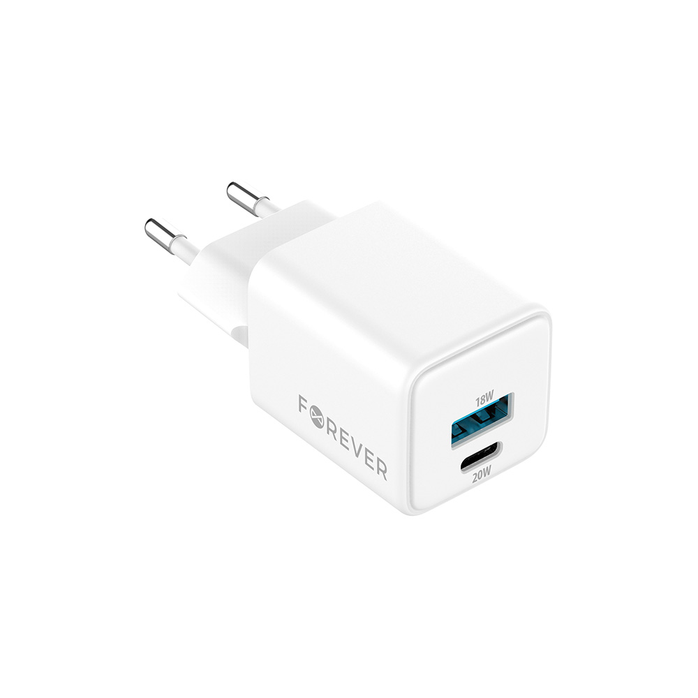 Szybka adowarka GaN 20W PD QC Forever sama kostka bez kabla USB-C do telefonu 2 wejcia biaa LG K7 (X210)