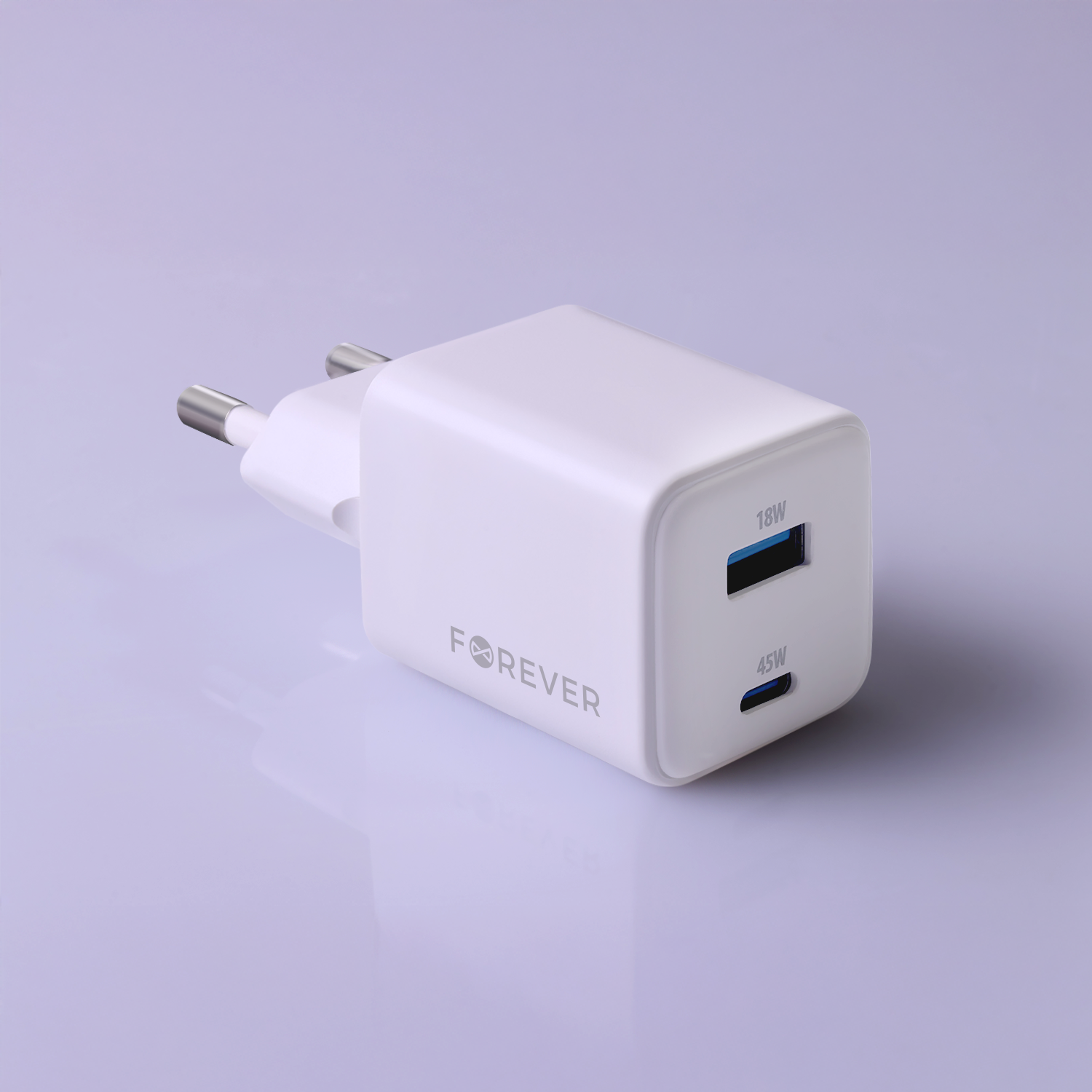 Szybka adowarka GaN 45W PD QC Forever sama kostka bez kabla USB-C do telefonu 2 wejcia biaa LG K7 (X210) / 4