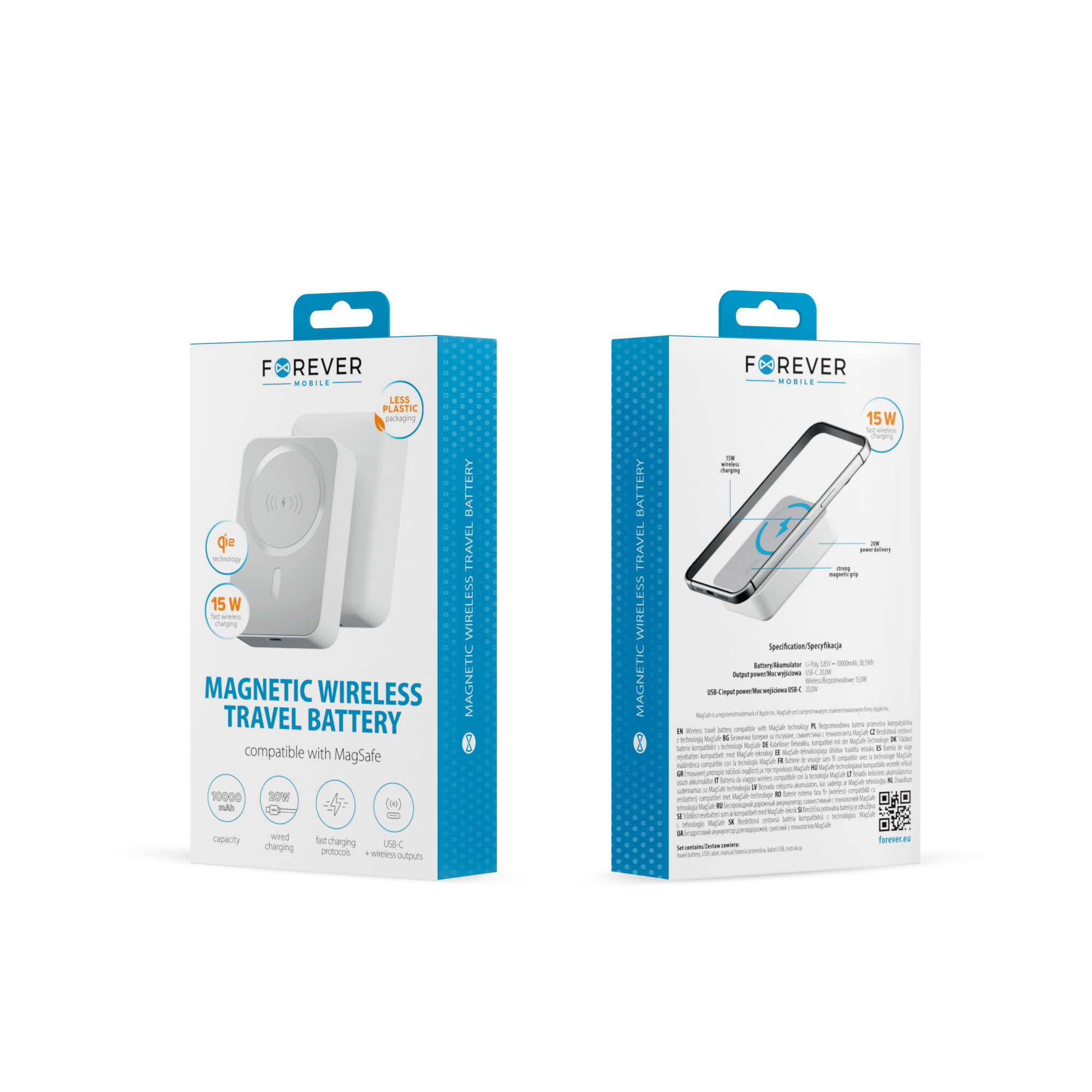 Forever power bank bezprzewodowy MATB-400 20W 10000 mAh biay / 5