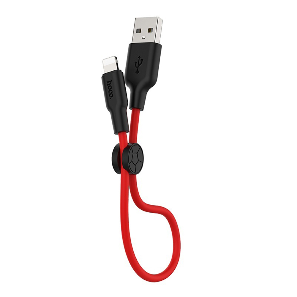 HOCO Kabel USB Silicone X21 8-pin czarno-czerwony 0,25m