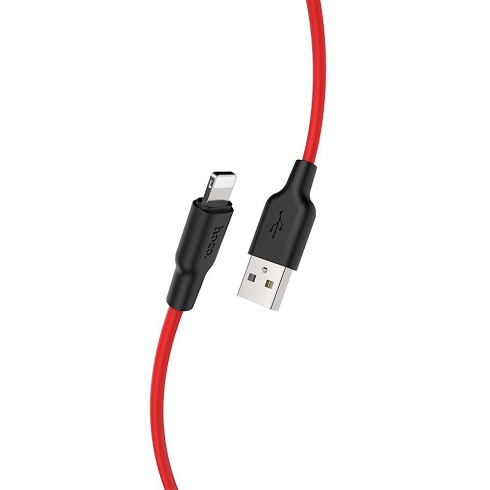 HOCO Kabel USB Silicone X21 8-pin czarno-czerwony 1m