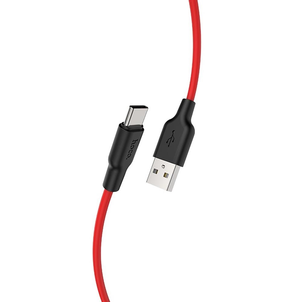 HOCO Kabel USB Silicone X21 typ-C czarno-czerwony 1m