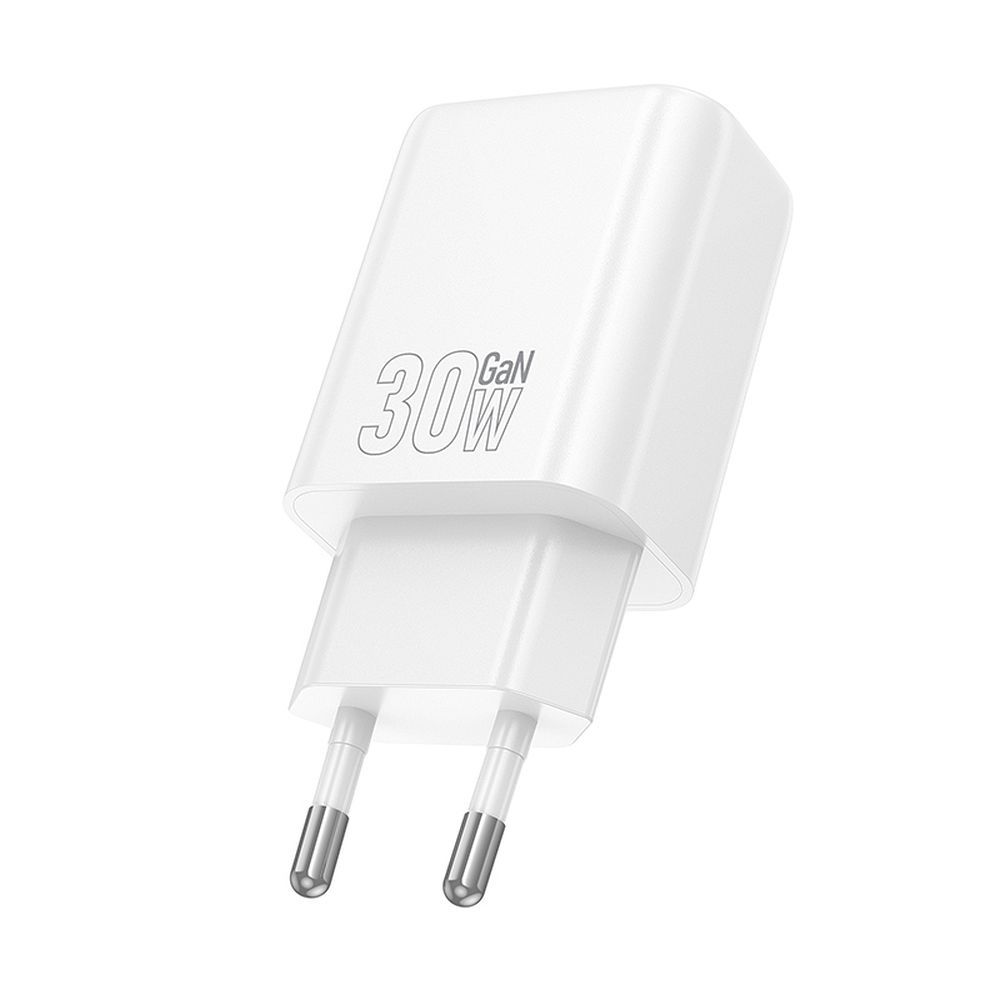 Szybka adowarka GaN 30W PD QC FCP HOCO z dugim kablem 2m USB-C do telefonu 2 wejcia biaa Poco F3 / 4