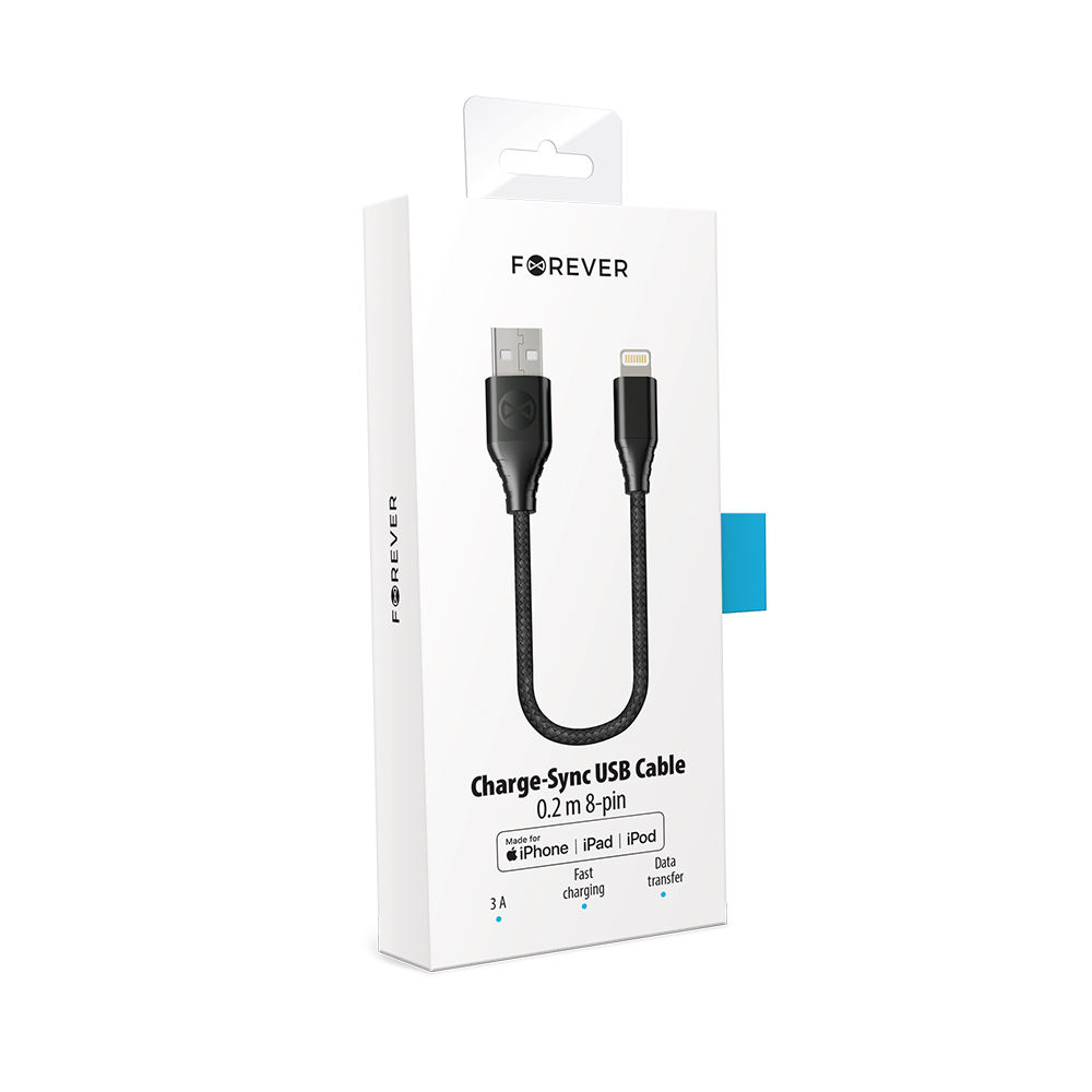 Kabel lightning MFI Classic 2,4A 20cm czarny Core / 3