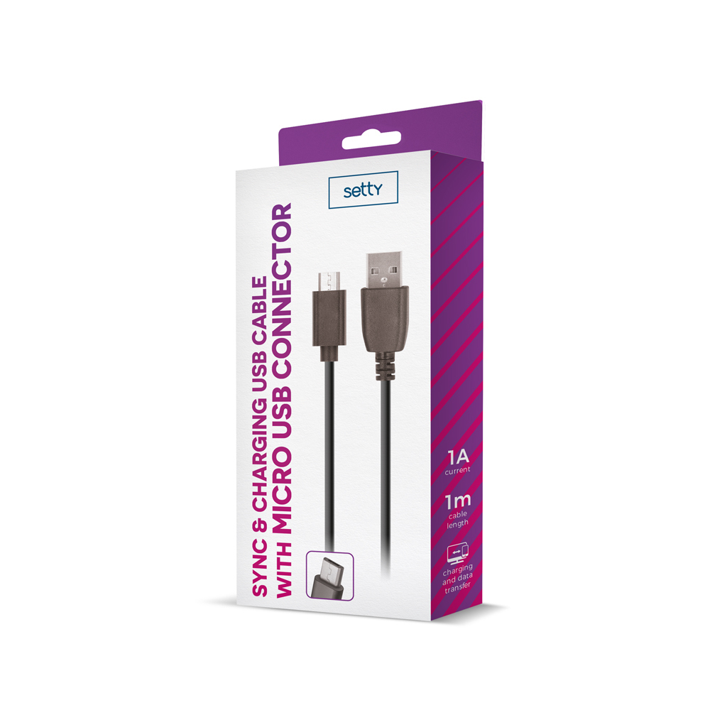 Kabel USB Setty 1m 1A microUSB czarny / 2