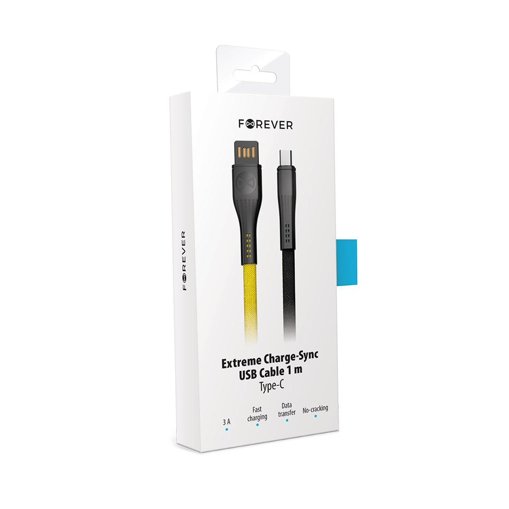 Kabel USB typ-C Extreme 3A 1m czarno-ty Core / 5