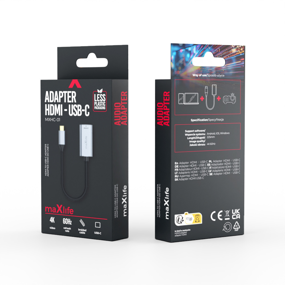 Maxlife adapter MXHC-01 HDMI - USB-C 4K 60HZ czarny / 4