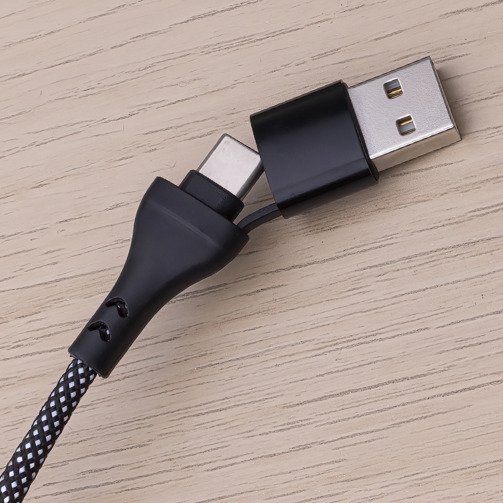 Maxlife kabel ALLin1 USB + USB-C - Lightning + 2x USB-C 1,0 m 66W czarny / 3