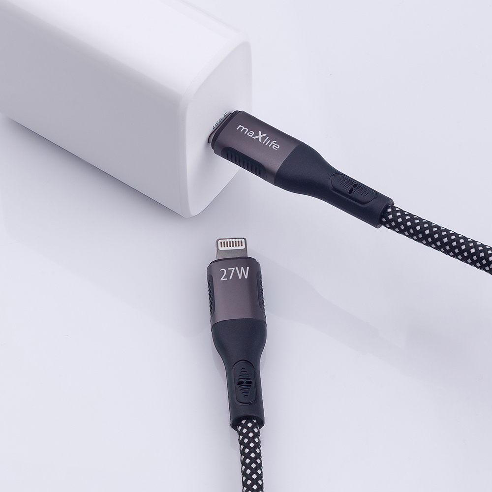 Maxlife kabel magnetyczny MXUC-11 USB-C - Lightning 1,0 m 27W czarny nylonowy / 4