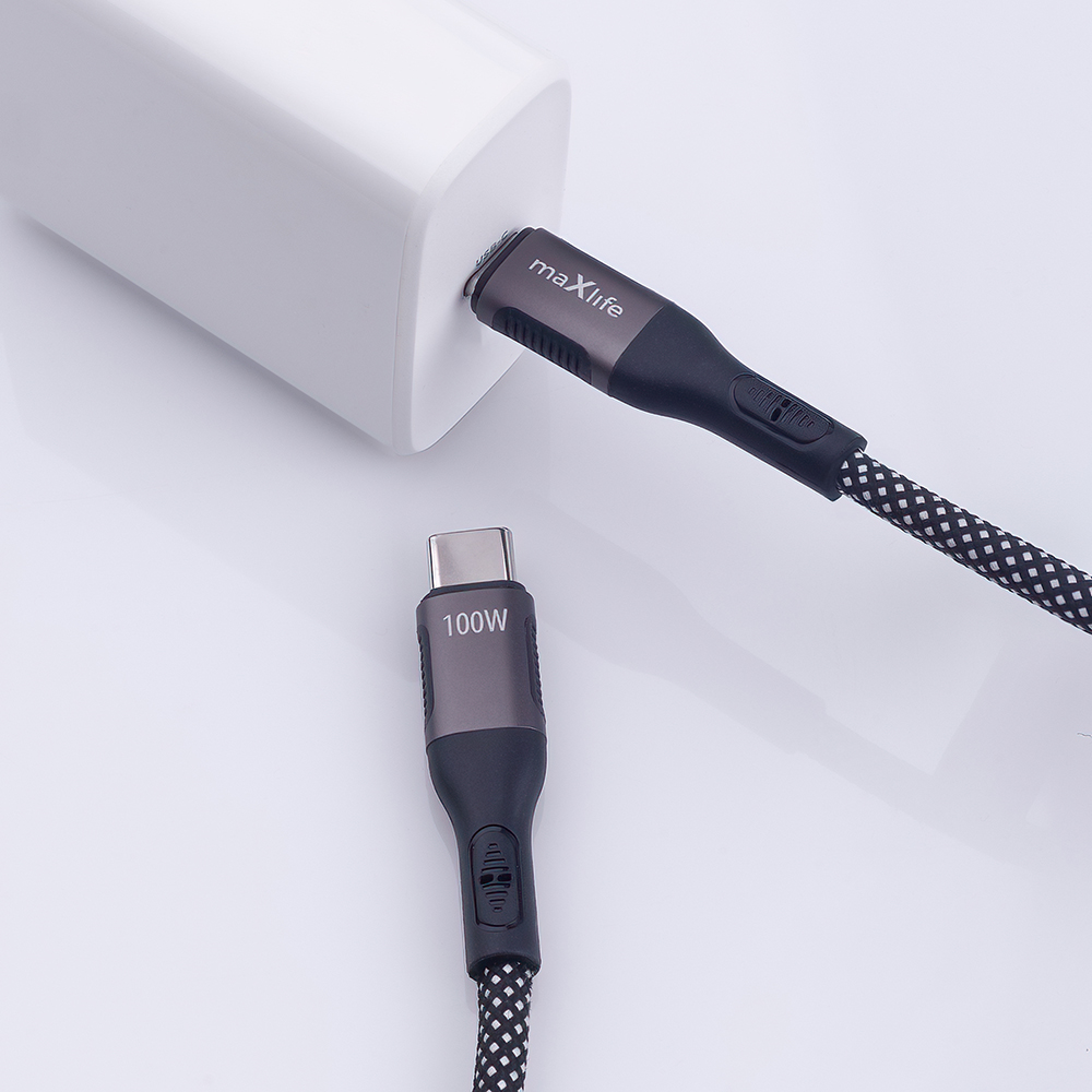 Maxlife kabel magnetyczny MXUC-11 USB-C - USB-C 1,0 m 100W czarny nylonowy / 4