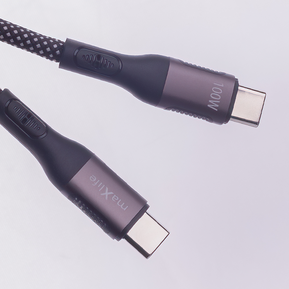 Maxlife kabel magnetyczny MXUC-11 USB-C - USB-C 1,0 m 100W czarny nylonowy / 6