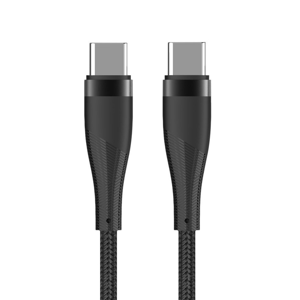 Maxlife kabel MXUC-08 USB-C - USB-C 1,0 m 100W czarny nylonowy