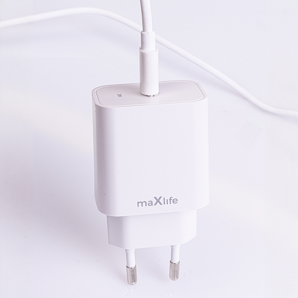 Maxlife adowarka sieciowa PD QC MXTC-06 1x USB-C 20W biaa + kabel USB-C - USB-C 20W / 5