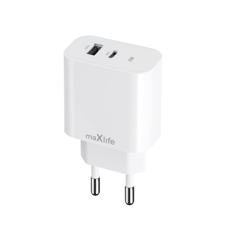 Szybka adowarka 25W Maxlife 2 wejcia USB-A i USB-C z kablem 1m do telefonu Samsung Galaxy A03 / 2