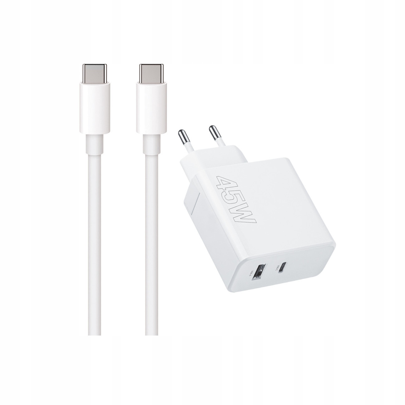 Szybka adowarka 45W Maxlife 2 wejcia USB-A i USB-C z dugim kablem 2m do telefonu CAT S52 / 2