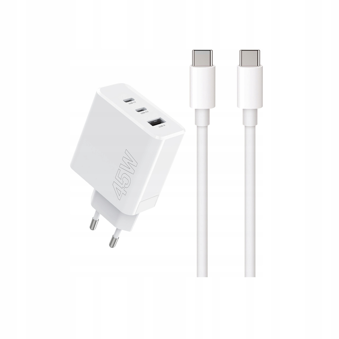 Szybka adowarka 45W Maxlife 3 wejcia USB-A i USB-C z kablem 1m do telefonu biaa Samsung Galaxy S24 Ultra