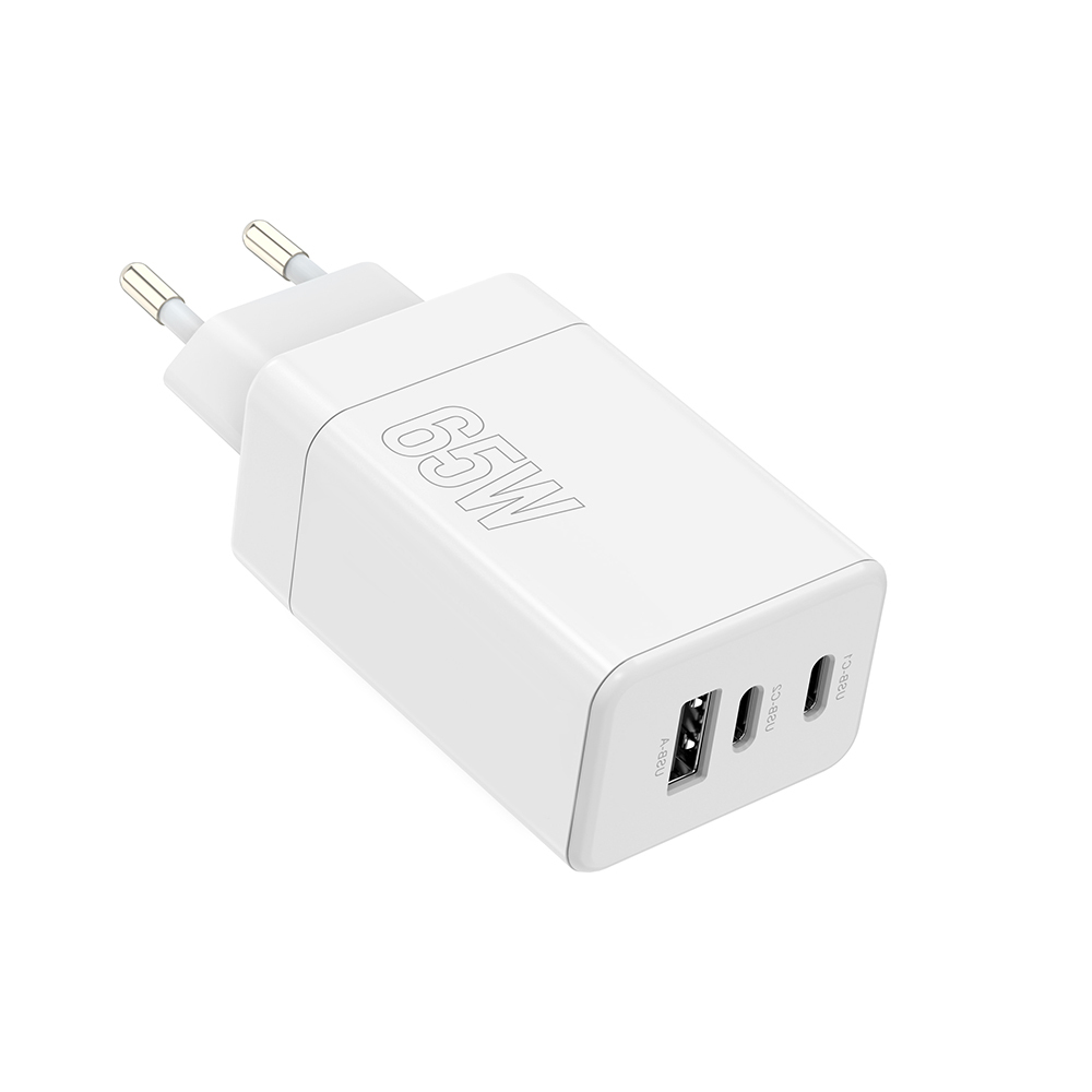 Maxlife adowarka sieciowa PD QC MXTC-08-65ACC 2x USB-C 1x USB 65W z kablem 60W 1m biaa / 3