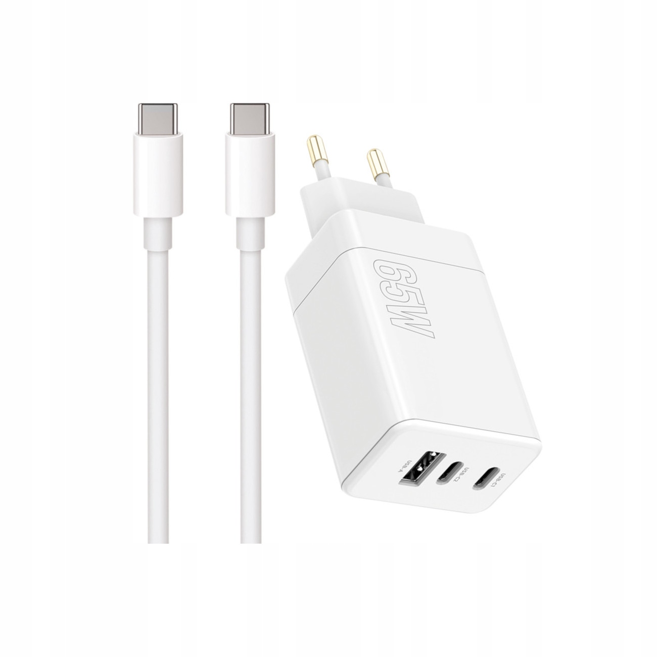 Maxlife adowarka sieciowa PD QC MXTC-08-65ACC 2x USB-C 1x USB 65W z kablem 60W 2m biaa / 2