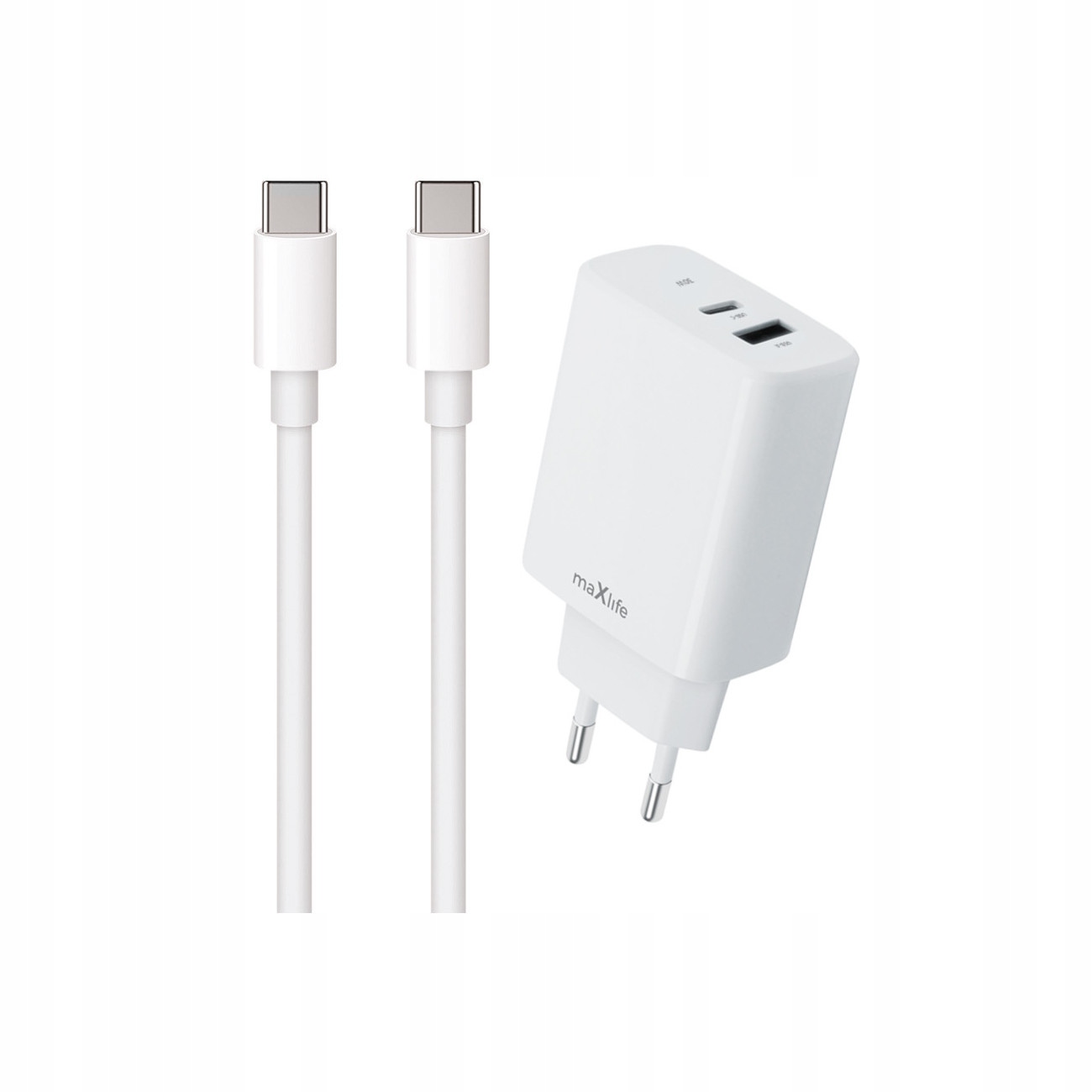 Szybka adowarka 30W Maxlife 2 wejcia USB-A i USB-C z dugim kablem 2m do telefonu CAT S52 / 2