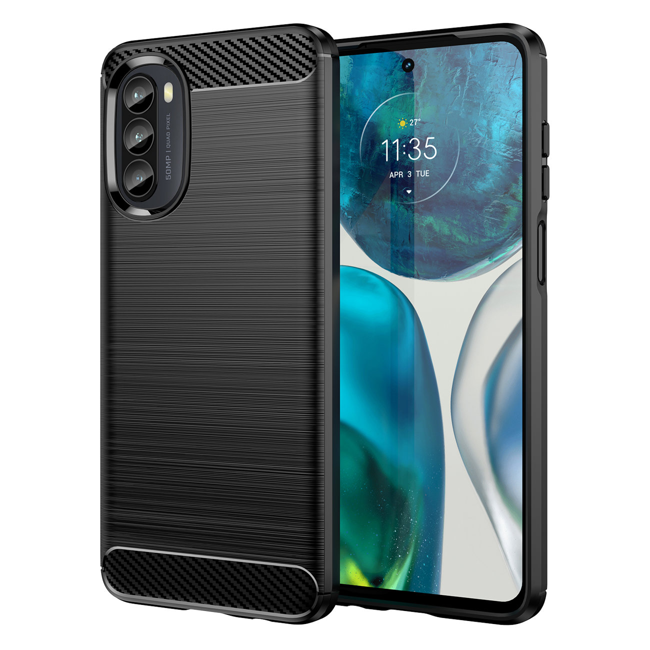 Pokrowiec Carbon Case czarny Motorola Moto G82 5G