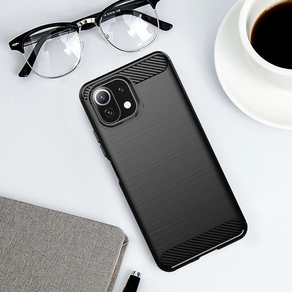 Pokrowiec Carbon Case czarny Xiaomi Mi 11 Lite 5G / 9