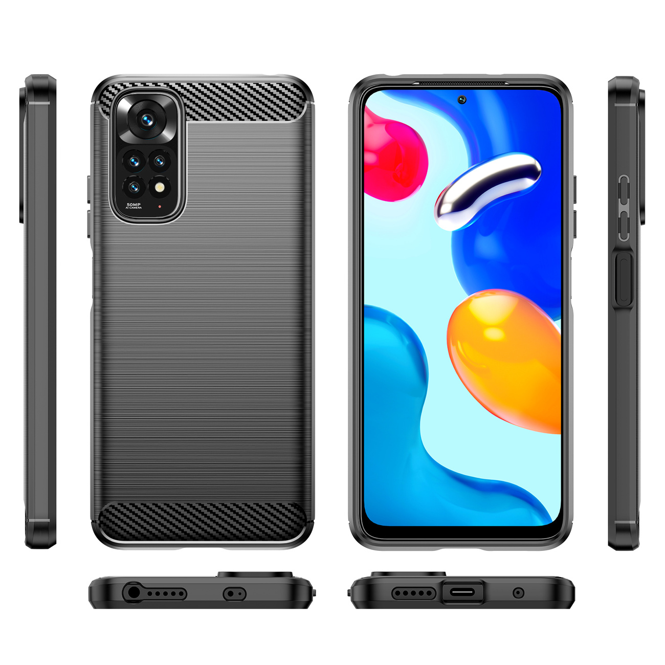 Pokrowiec Carbon Case czarny Xiaomi Redmi Note 11 / 7