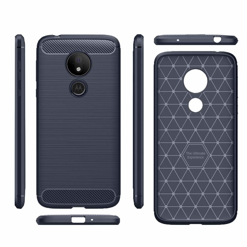 Pokrowiec Carbon Case niebieski Motorola Moto G7 Power / 4