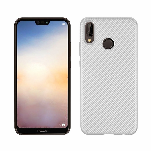 Pokrowiec Carbon Fiber srebrny Huawei P20 Lite