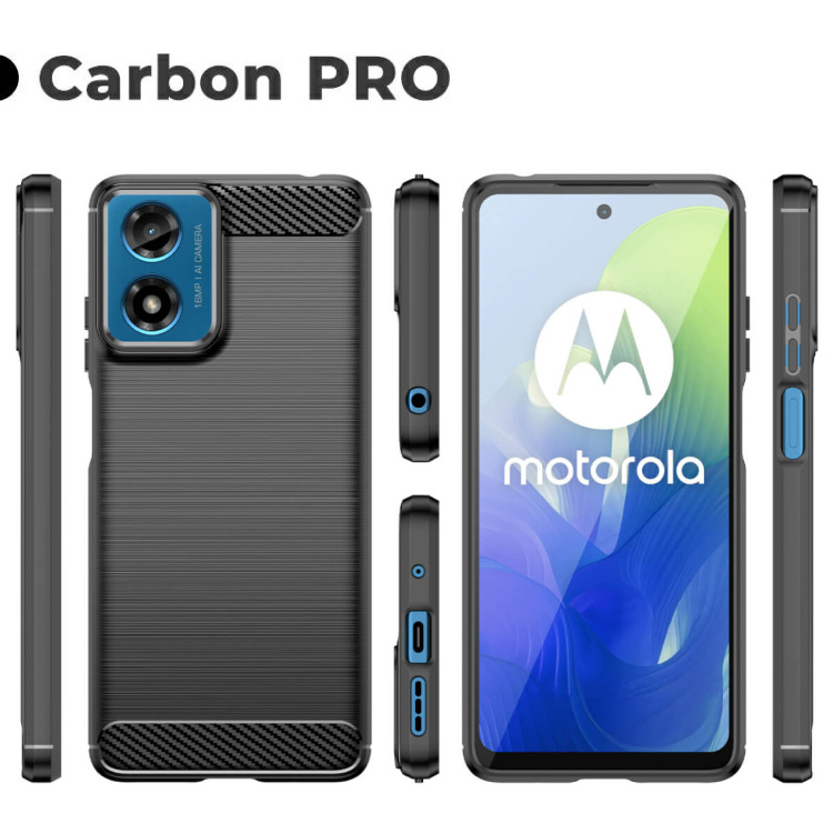 Pokrowiec Carbon Pro czarny Motorola Moto E14