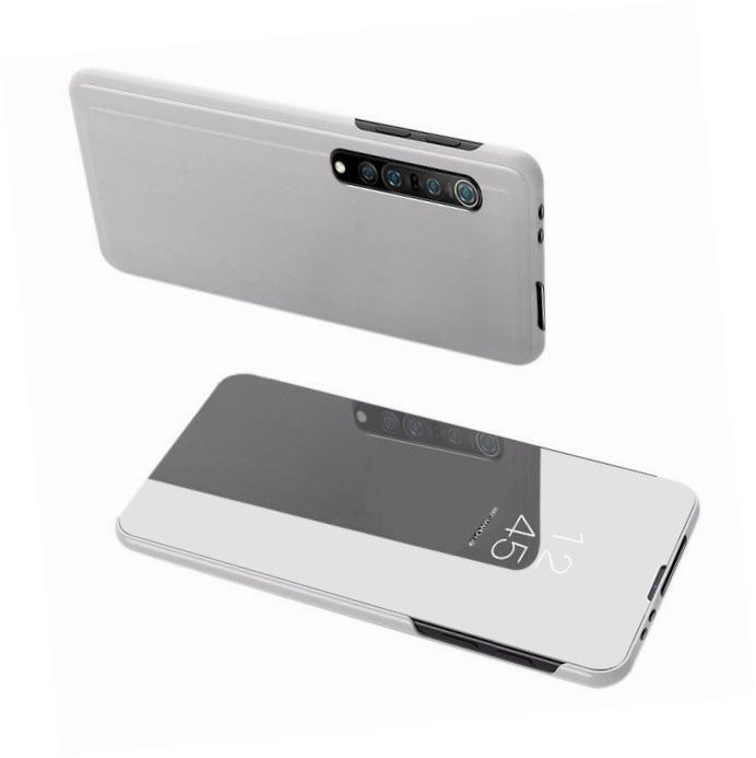 Etui zamykane z klapk Clear View Cover srebrny Xiaomi Mi Note 10