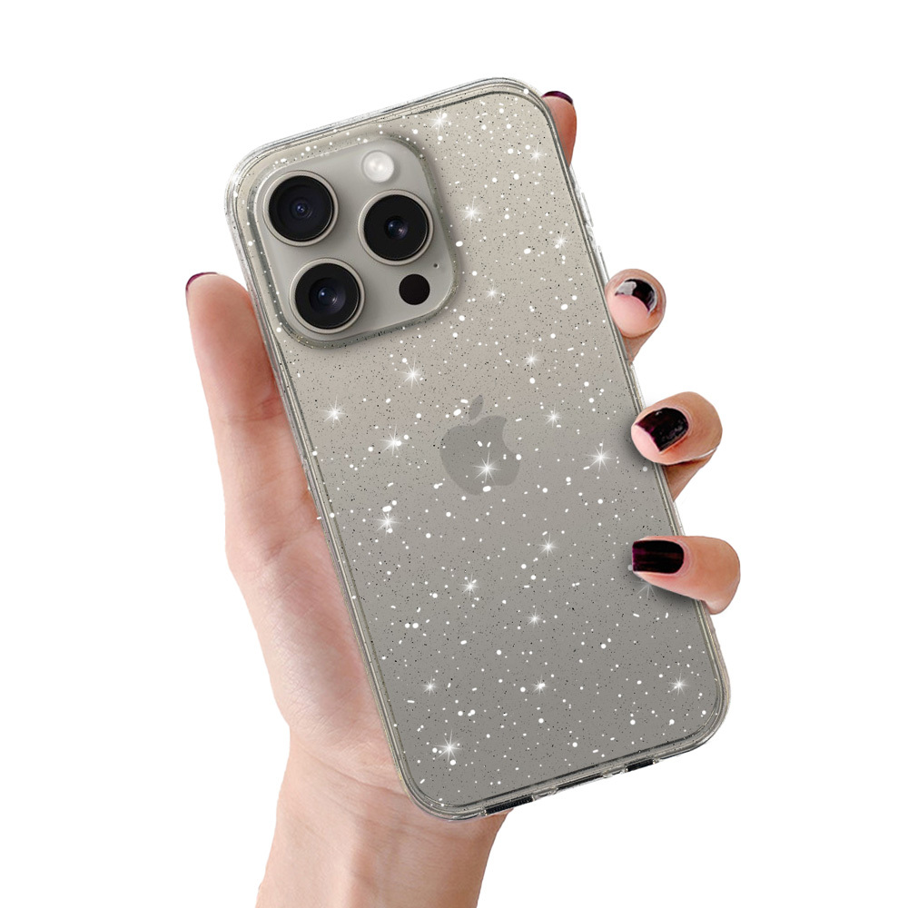 Pokrowiec Crystal Glitter Case srebrny Apple iPhone 16