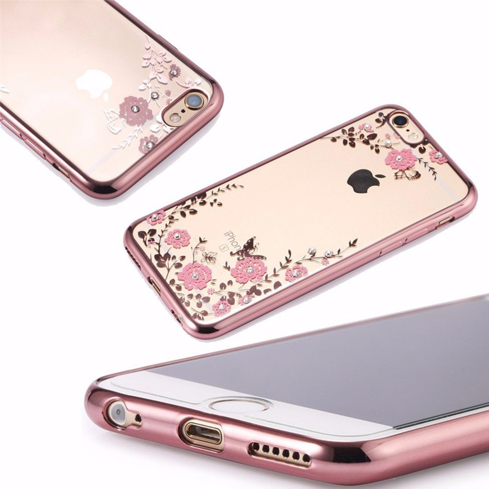 Pokrowiec Diamond Flower zoty Apple iPhone SE 2020 / 4
