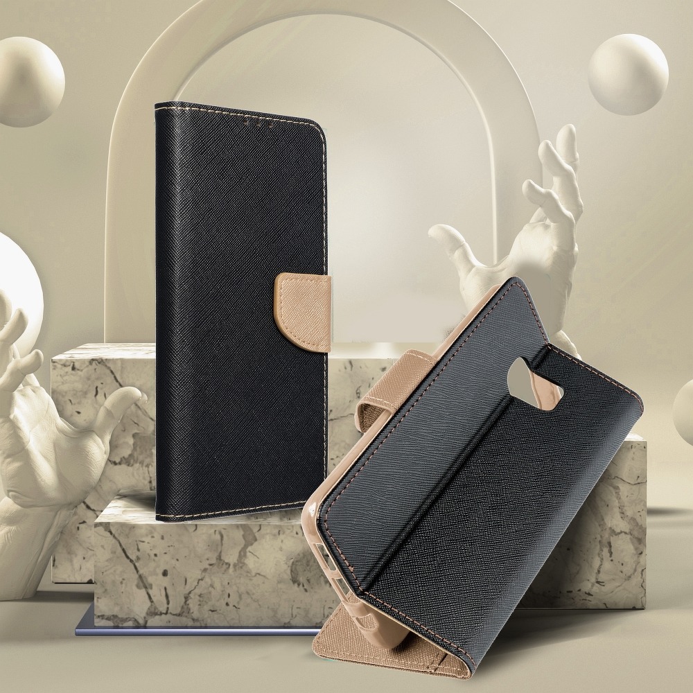 Etui zamykane z klapk i magnesem Fancy Book czarno-zoty Samsung Galaxy A03s / 4