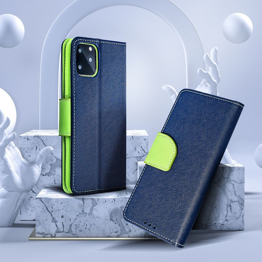 Etui zamykane z klapk i magnesem Fancy Book granatowo-limonkowy Apple iPhone 11 Pro Max / 8