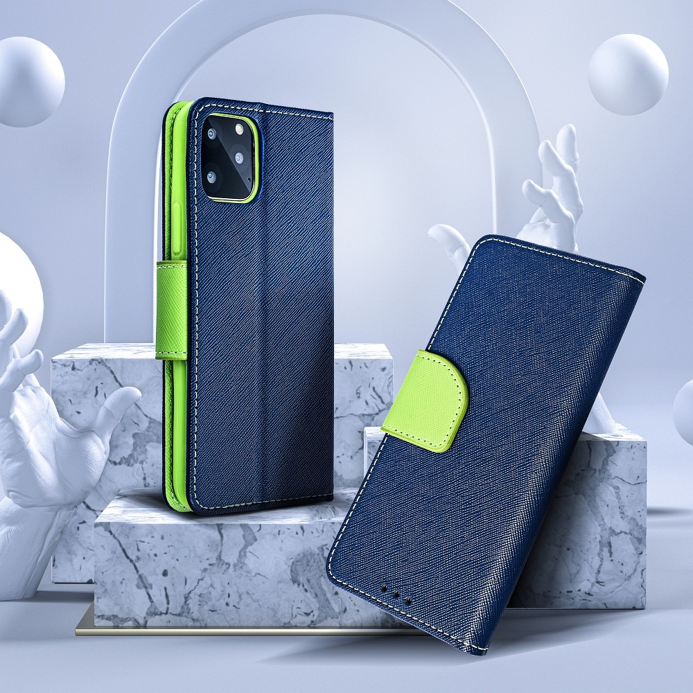 Etui zamykane z klapk i magnesem Fancy Book granatowo-limonkowy Xiaomi 12 Pro / 7